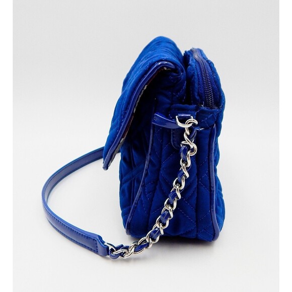 Vera Bradley Navy Quilted Purse Handbag Chain Leather Strap Shoulder Bag - Picture 4 of 16